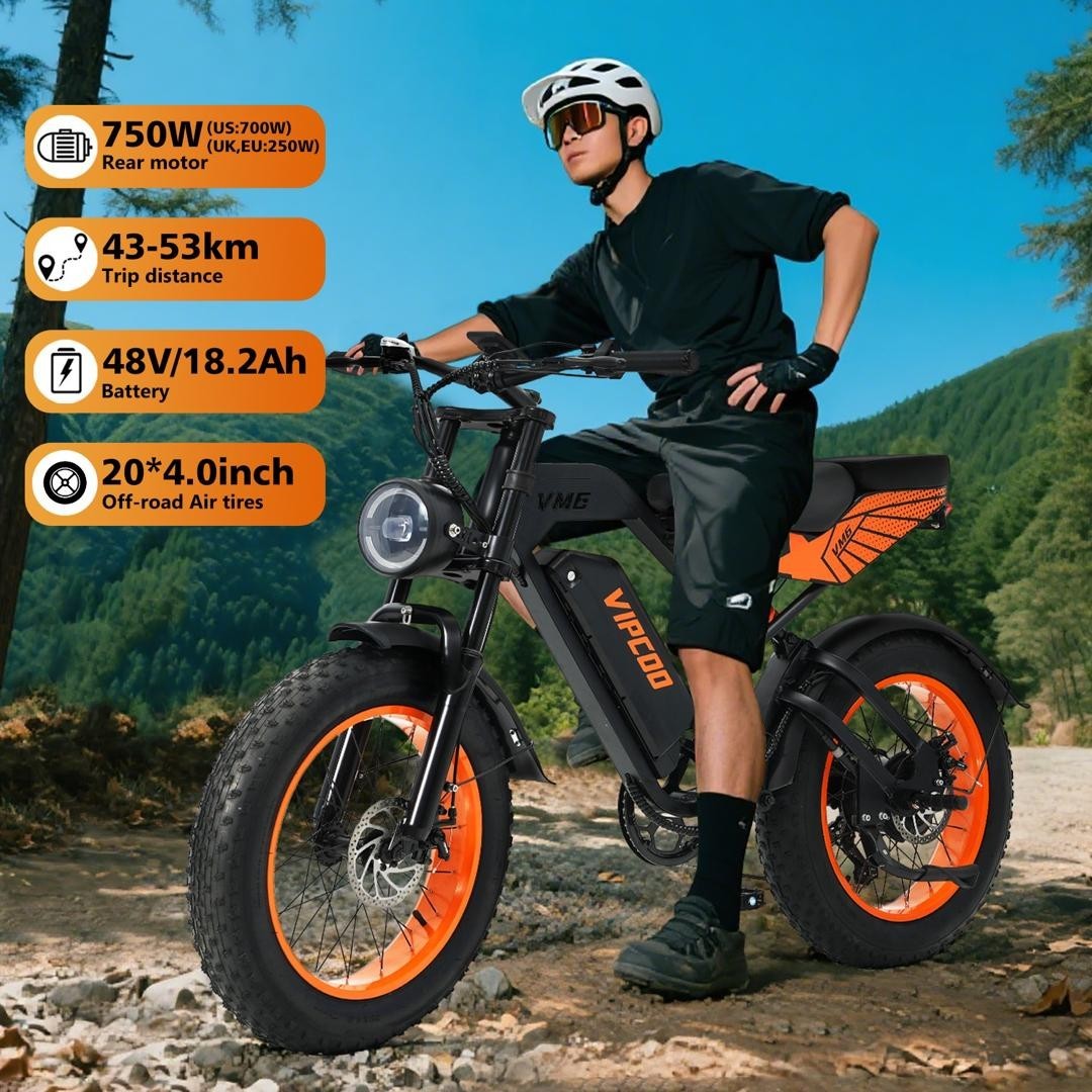 VIPCOO VM6 Electric Bike 250W 48V 18.2Ah 20 inch Fat Tire E-Bike Vipcoo