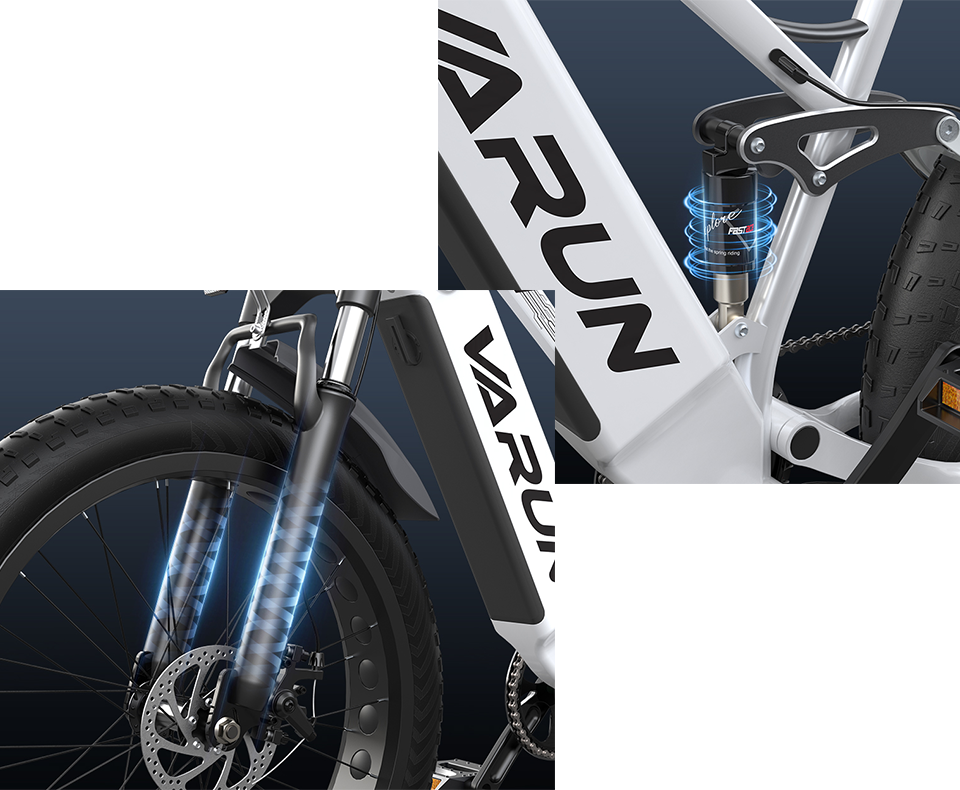 Varun S26 Electric Bike suspension detail
